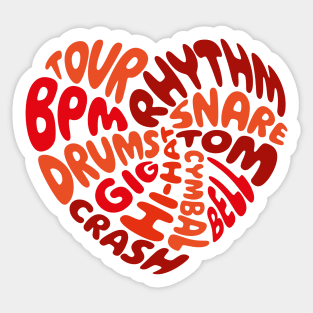 I love drums. Red heart. Sticker